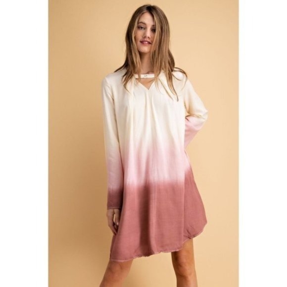 DAVI & DANI Dresses & Skirts - Davi & Dani Dye Ombre Shift Dress Blush Ivy